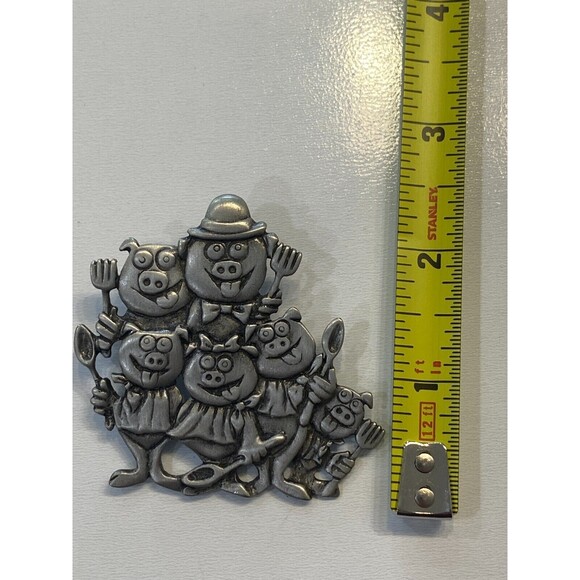 Vintage Signed JJ Jonette Pig Hog Family Pin Brooch - Picture 4 of 5